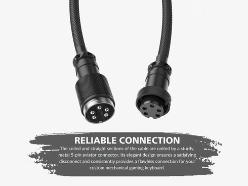 Coiled Keyboard Cable | 5-Pin Aviator Connector - Ranked